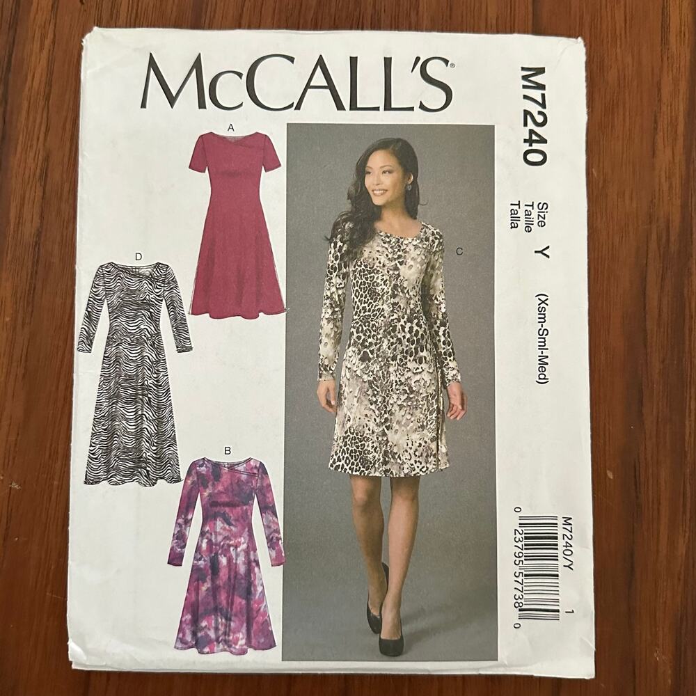 UNCUT McCall's Pattern 7240 Dress Size Xsm-Med